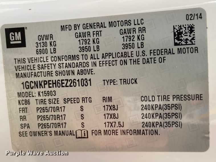 image for item HR9341 2014 Chevrolet Silverado 1500  pickup truck