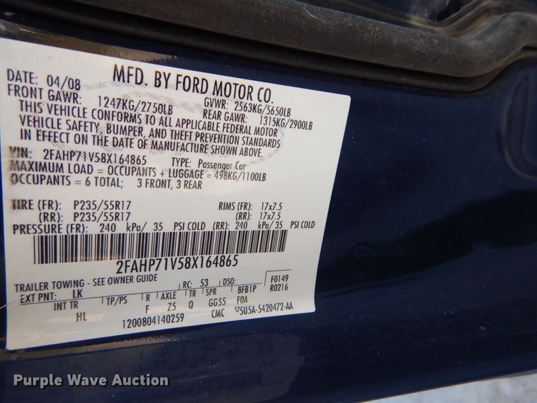 image for item HV9572 2008 Ford Crown Victoria Police Interceptor