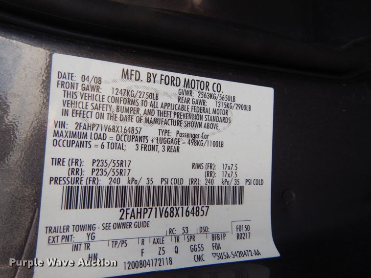 image for item HV9583 2008 Ford Crown Victoria Police Interceptor