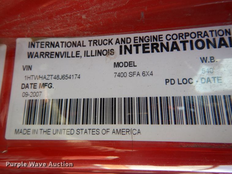 image for item HV9586 2008 International 7400  dump truck