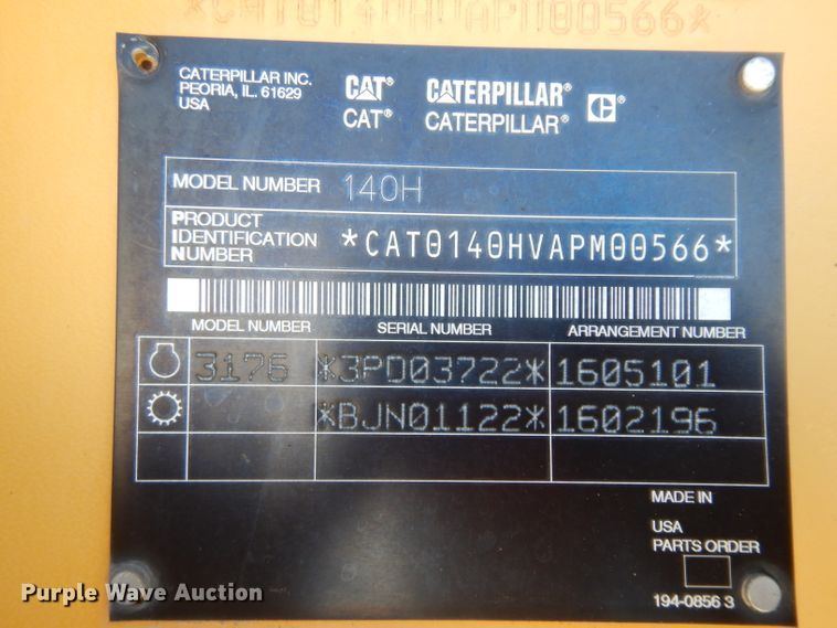 image for item HU9979 2003 Caterpillar 140H VHP  motor grader