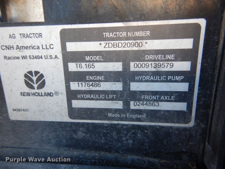 image for item HU9990 2013 New Holland T6.165  MFWD tractor