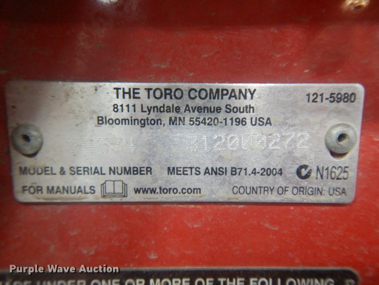 image for item IG9101 2012 Toro Grandstand 74535  ZTR lawn mower