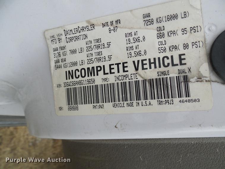 image for item DC2835 2008 Dodge Ram 4500  truck cab and chassis