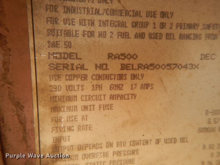 image for item DF6736 2005 Reznor RA500 oil fired heater