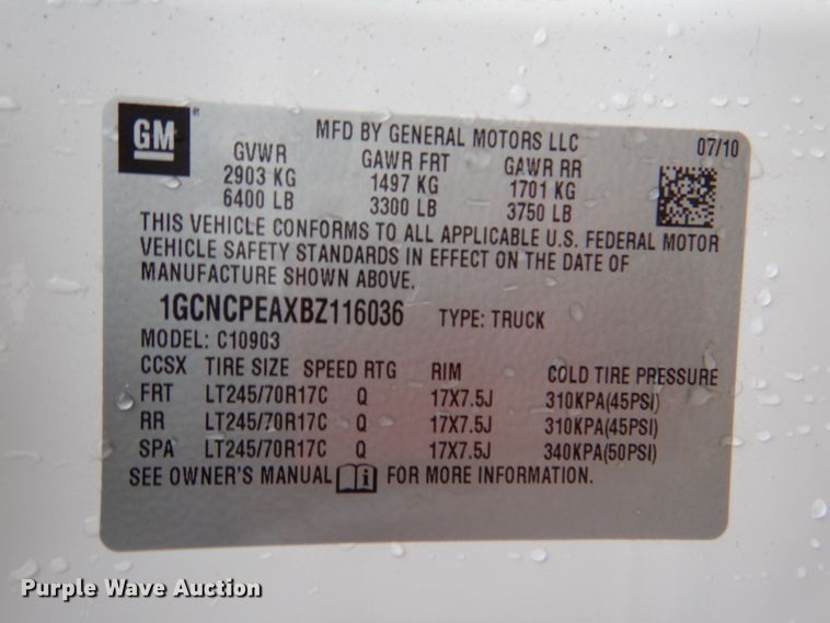 image for item DJ0366 2011 Chevrolet Silverado 1500  pickup truck