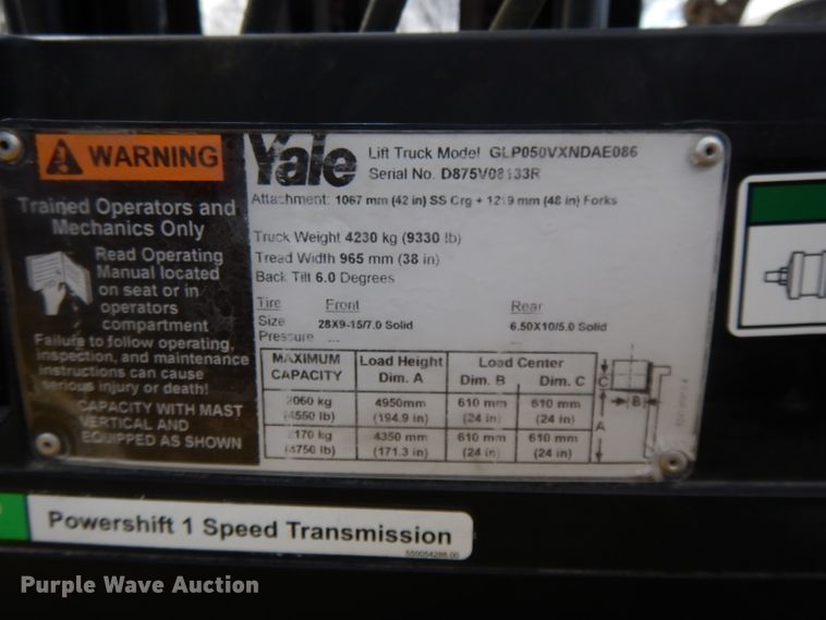 image for item DL2627 2017 Yale GLP050VXNDAE086  forklift