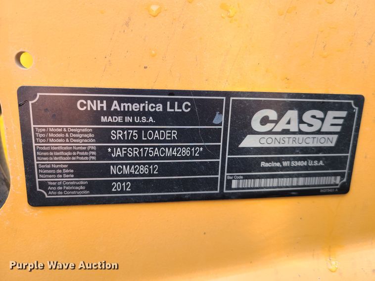 image for item FW9618 2012 Case SR175  skid steer loader
