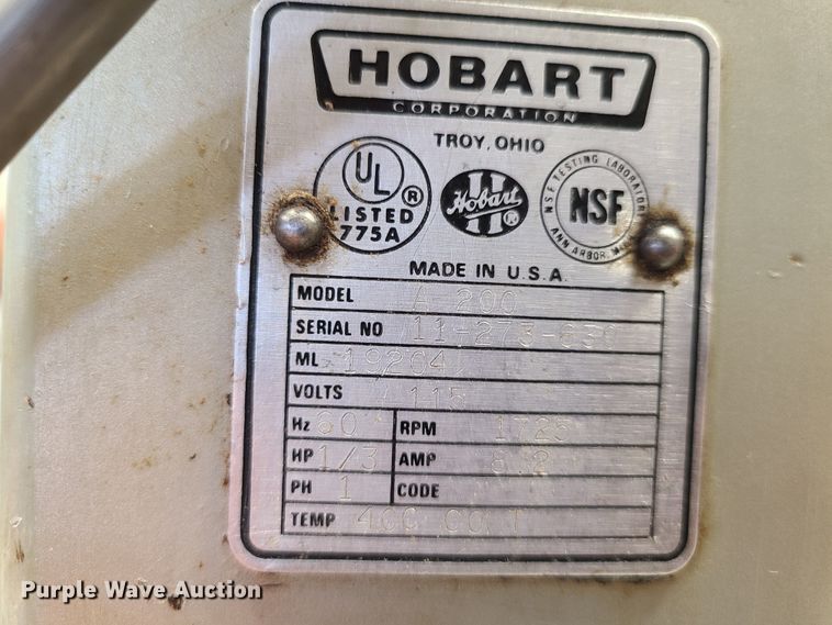 image for item FW9619 Hobart A200  mixer