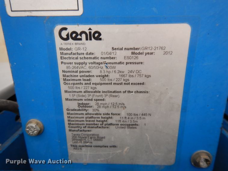 image for item GK9715 2012 Genie GR-12  vertical lift