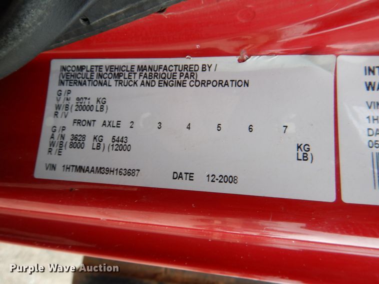 image for item DJ0367 2009 International 4300  dump truck