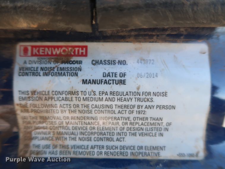 image for item DJ1824 2015 Kenworth T880  dump truck