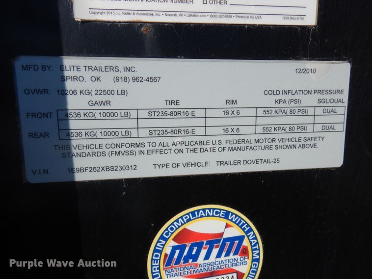 image for item DJ6948 2011 Elite equipment trailer