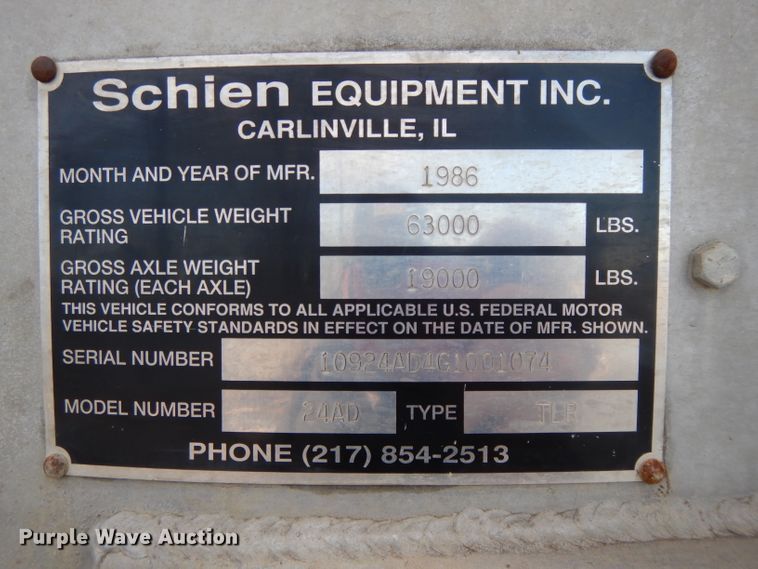 image for item DL2609 1986 Schien  end dump trailer