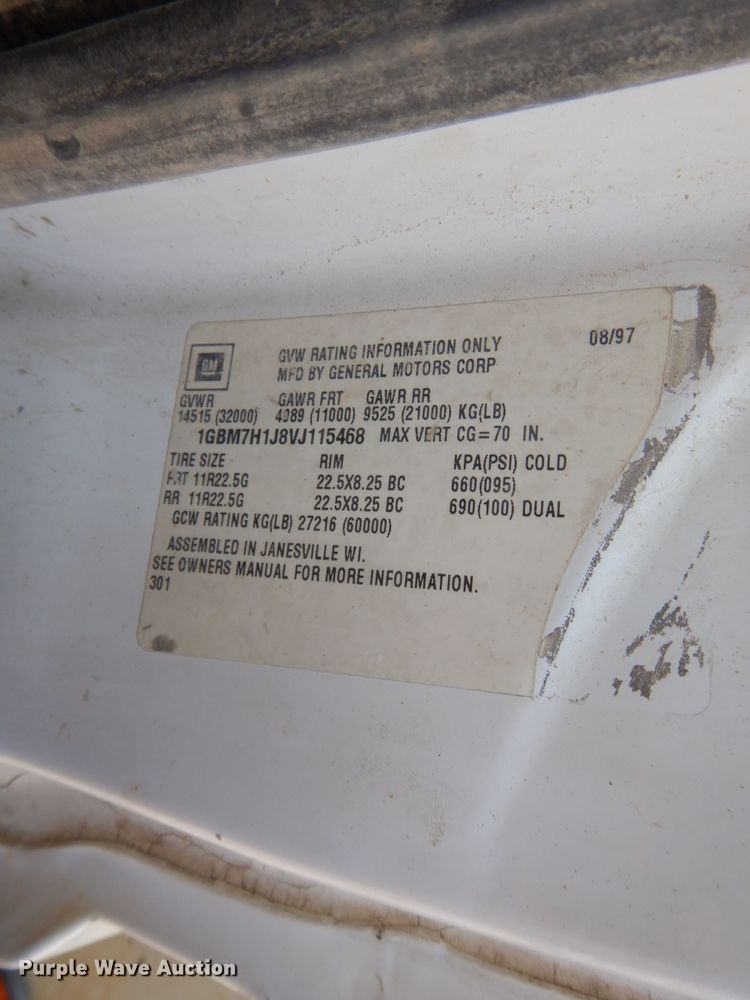 image for item DL2638 1997 Chevrolet C7500  utility / service truck