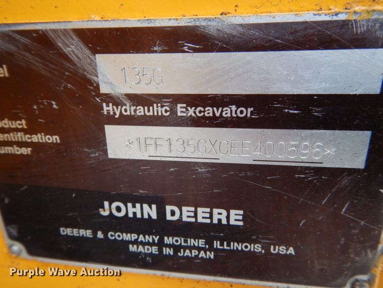 image for item HS9755 2014 John Deere 135G  excavator