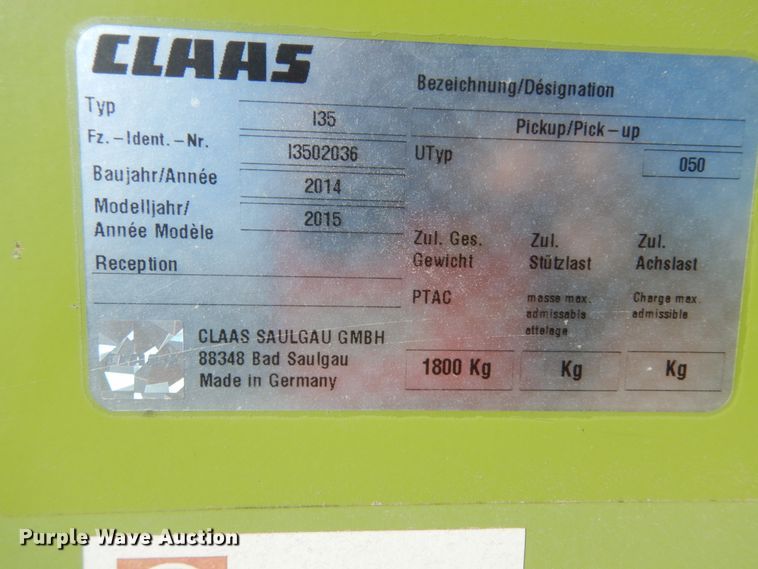 image for item DG1599 2015 Claas 380  pickup head