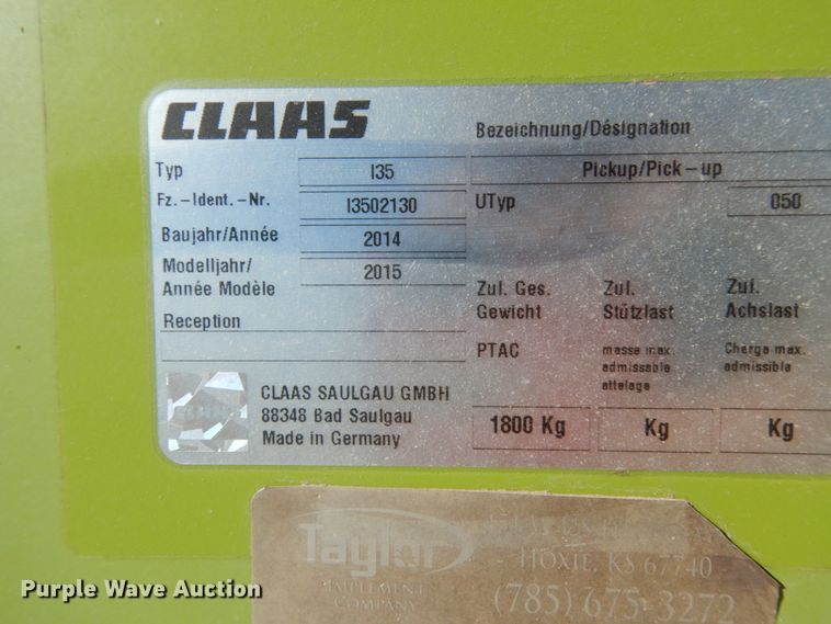 image for item DG1600 2015 Claas 380  pickup head