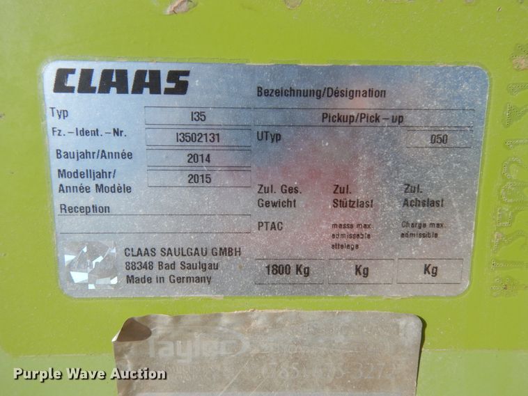 image for item DG1601 2015 Claas 380  pickup head