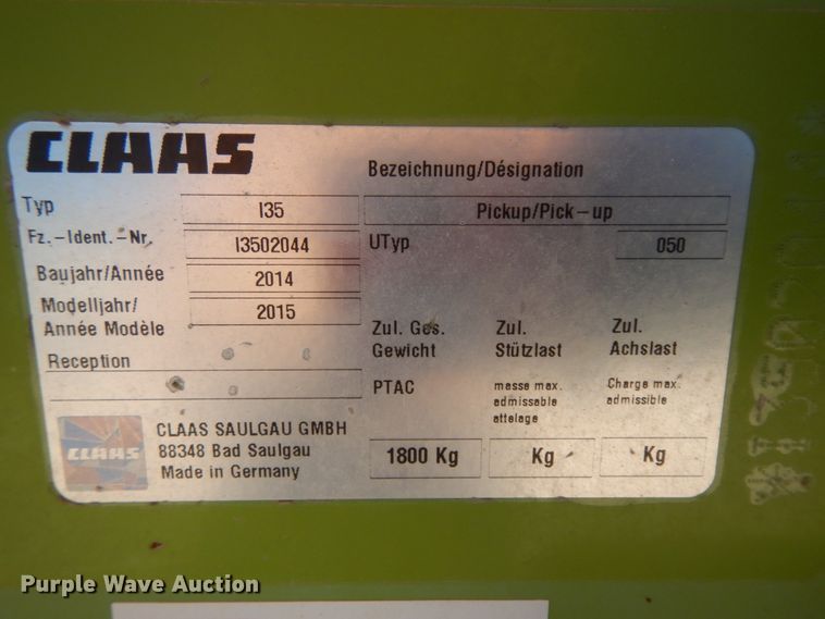 image for item DG1603 2015 Claas 380  pickup head