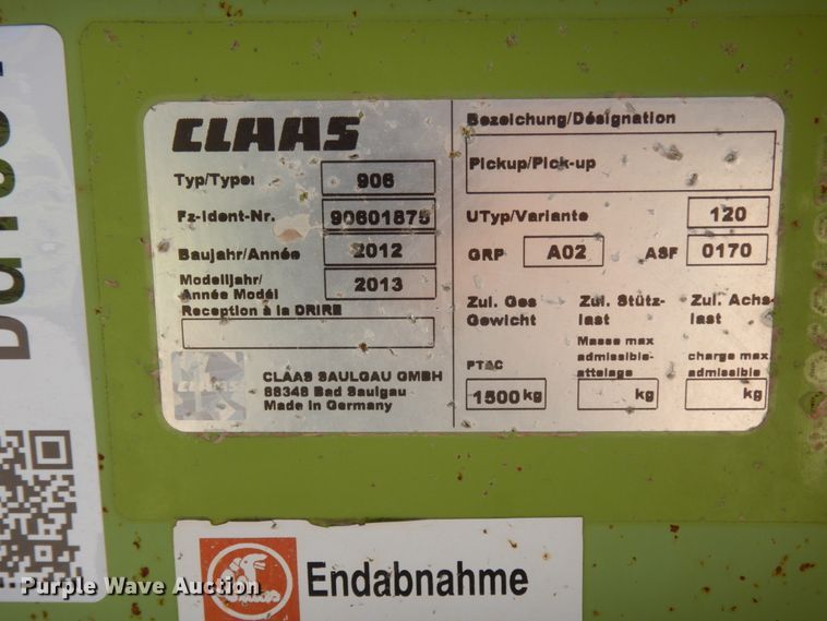 image for item DG1604 2013 Claas 380  pickup head