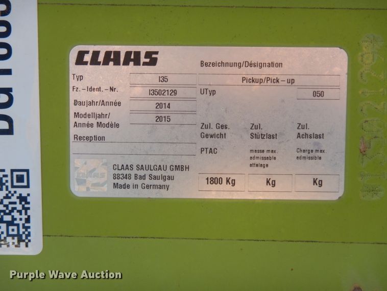 image for item DG1605 2015 Claas 380  pickup head