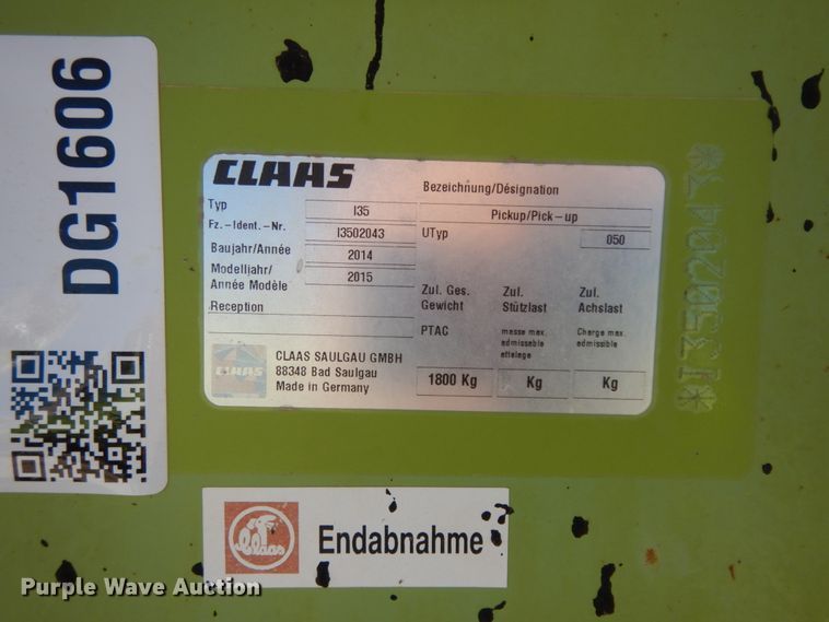 image for item DG1606 2015 Claas 380  pickup head