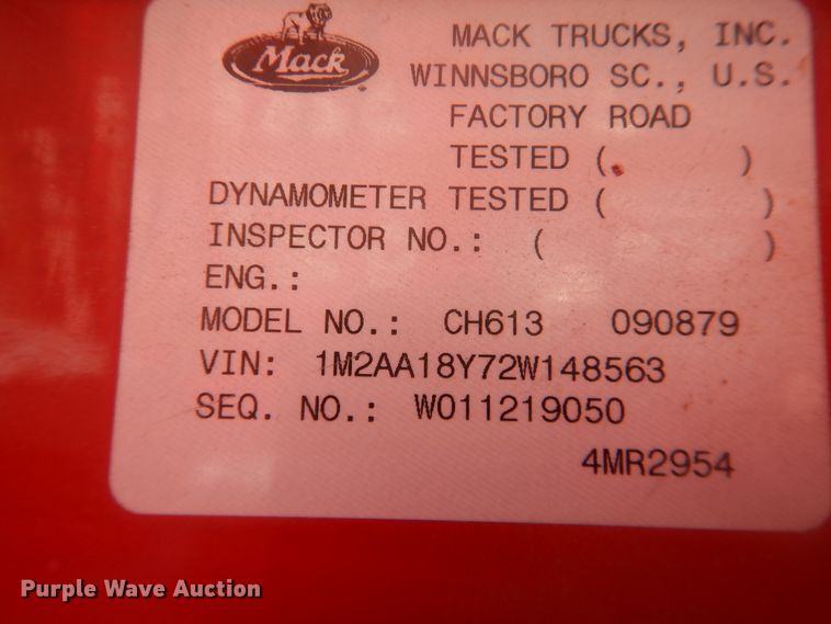 image for item DI3668 2002 Mack CH613  manure spreader truck