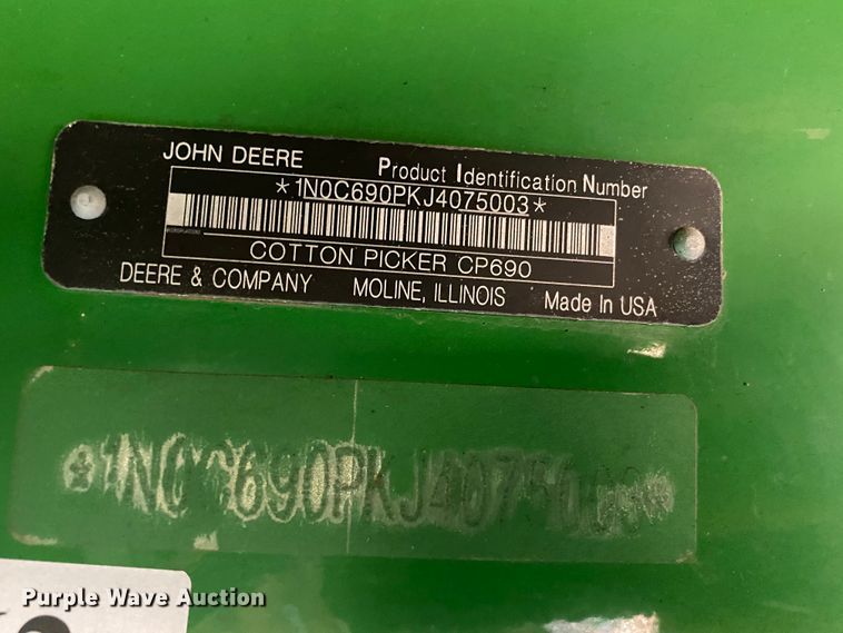 image for item HI9014 2019 John Deere CP690 cotton picker