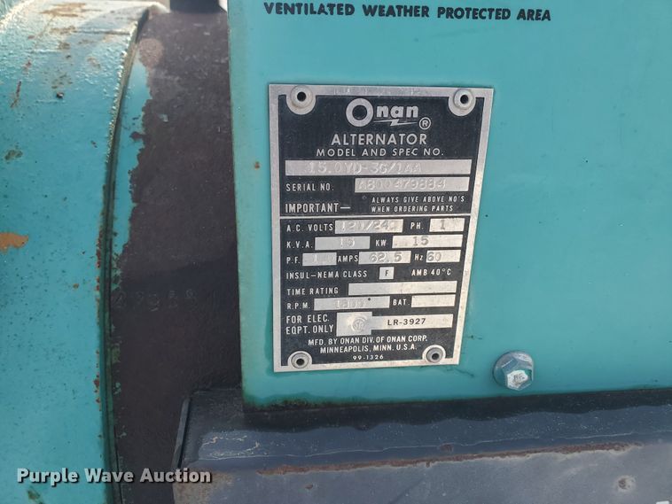 image for item HW9662 Onan 15.0YD-3G/1AA  alternator