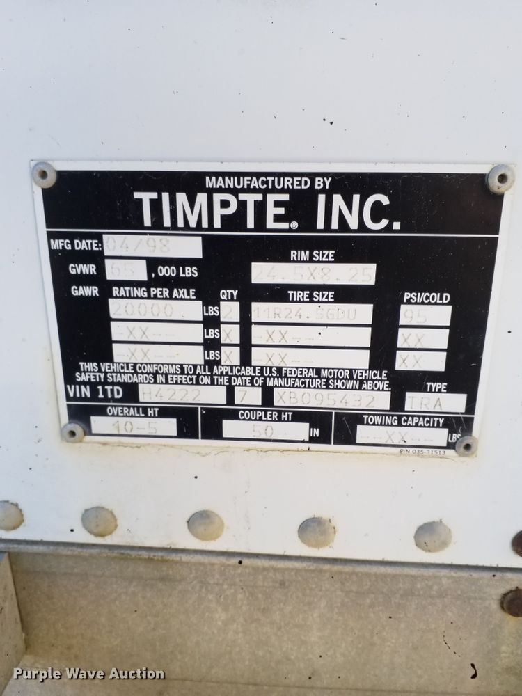 image for item DC2809 1999 Timpte double hopper bottom grain trailer