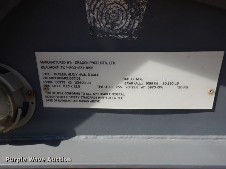 image for item DG8416 2011 Dragon  lowboy equipment trailer