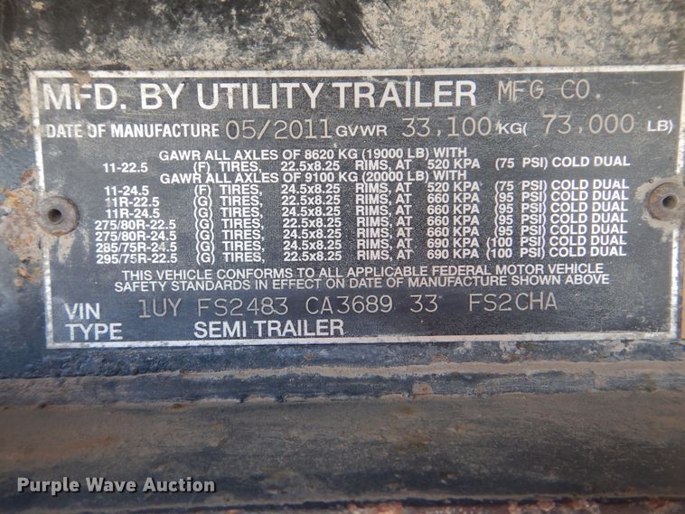 image for item DJ8589 2012 Utility FS2CHA flatbed trailer