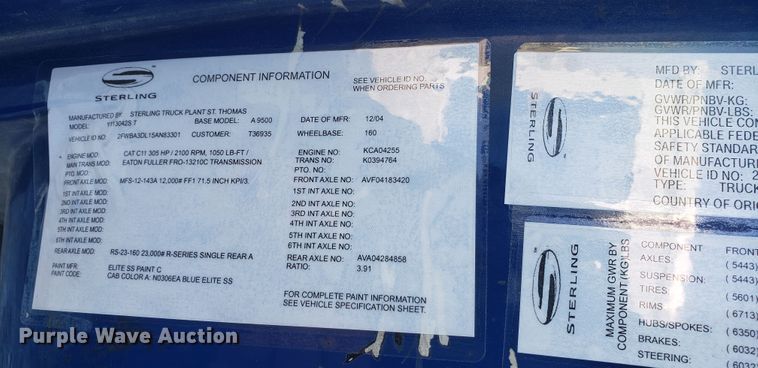 image for item FG9697 2005 Sterling A-Line  semi truck