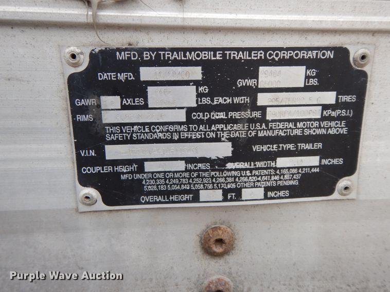 image for item HP9081 2001 Trailmobile dry van trailer