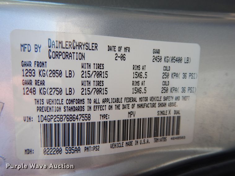 image for item DF6343 2006 Dodge Caravan  van