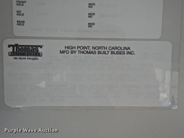 image for item DG1590 2007 Thomas Saf-T-Liner  school bus