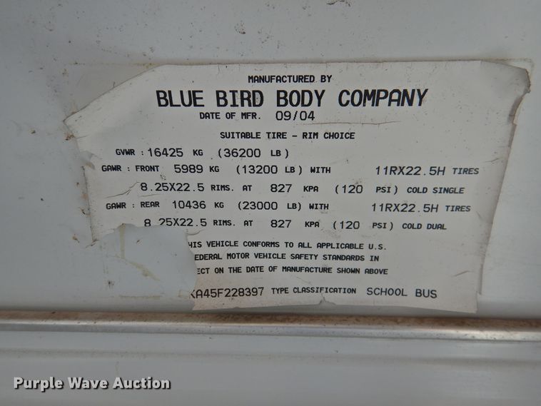 image for item DG1591 2005 Blue Bird All American  school bus