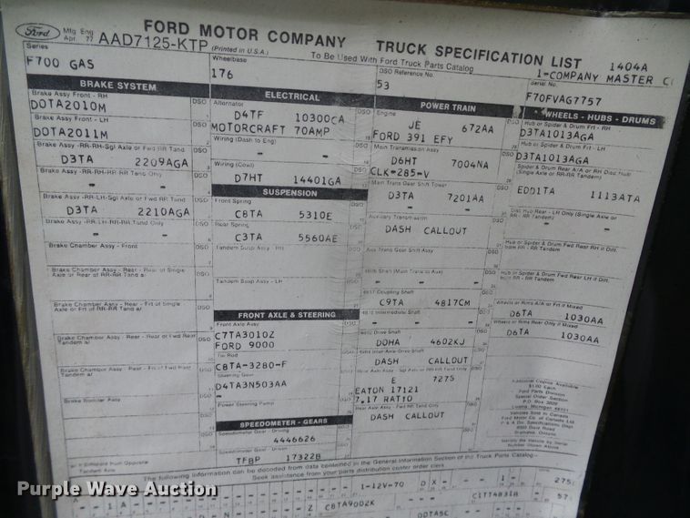 image for item DG8442 1978 Ford F700  pumper fire truck