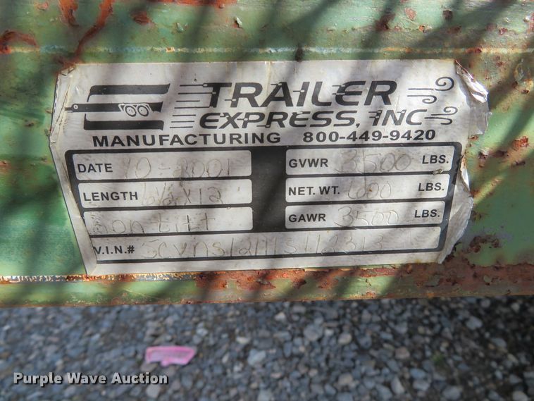 image for item DH0671 2001 Trailer Express 61/2-12 utility trailer