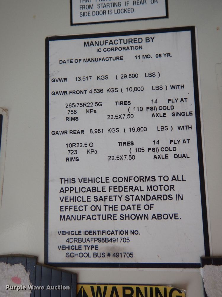 image for item DJ2815 2008 International CE200  school bus