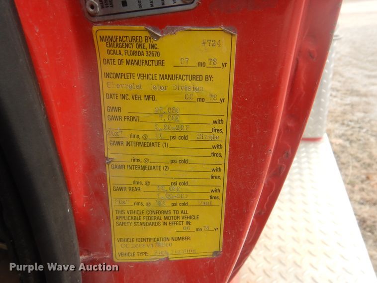 image for item DJ8596 1978 Chevrolet C65  pumper fire truck