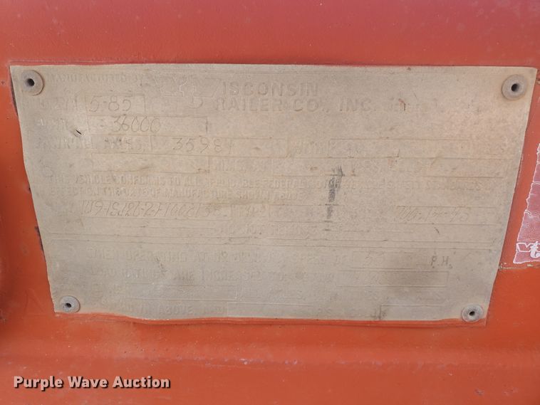 image for item HW9678 1985 Wisconsin tilt deck equipment trailer