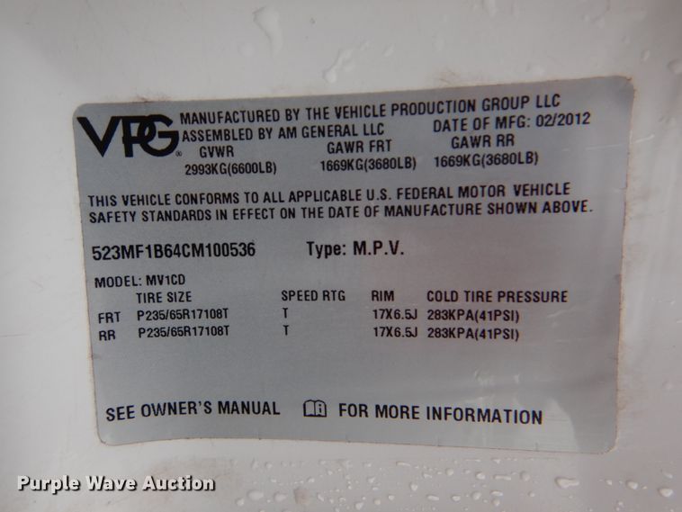 image for item HW9811 2012 VPG MV-1  handicap accessible van