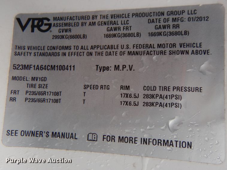 image for item HW9812 2012 VPG MV-1  handicap accessible van