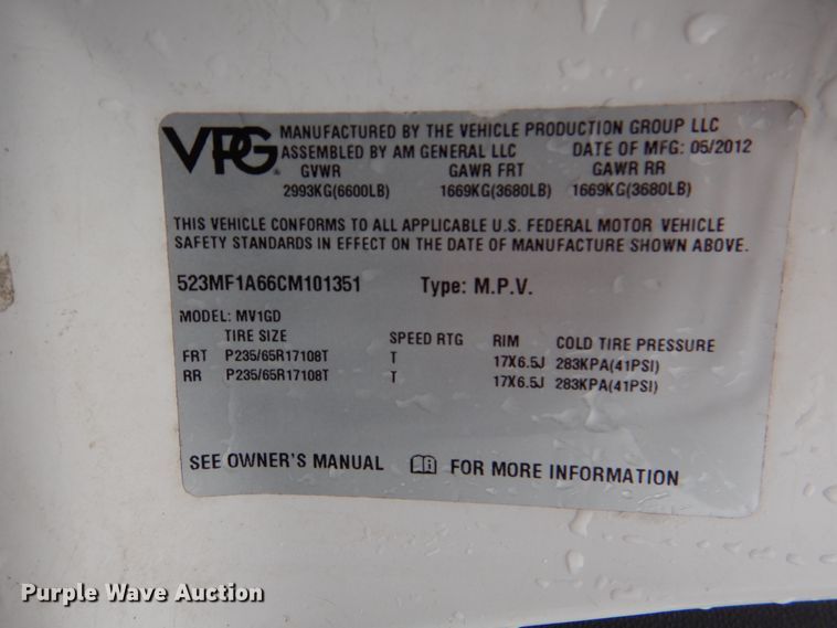 image for item HW9813 2012 VPG MV-1  handicap accessible van