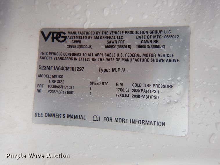 image for item HW9814 2012 VPG MV-1  handicap accessible van