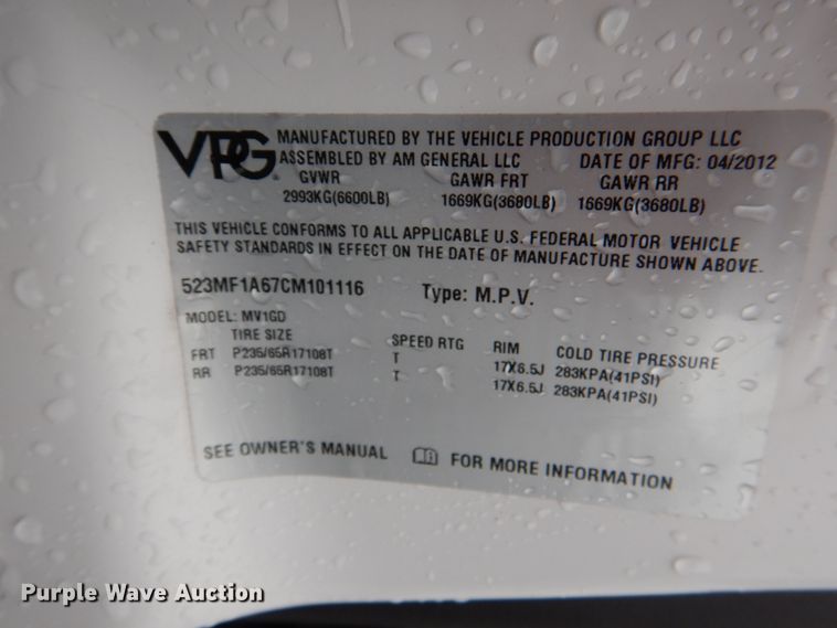 image for item HW9815 2012 VPG MV-1  handicap accessible van