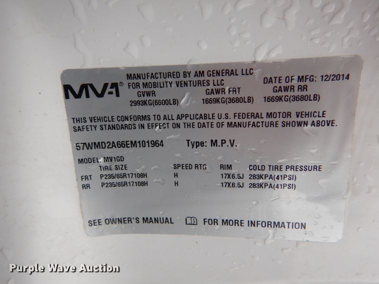 image for item HW9816 2014 Mobility Ventures MV-1  handicap accessible van