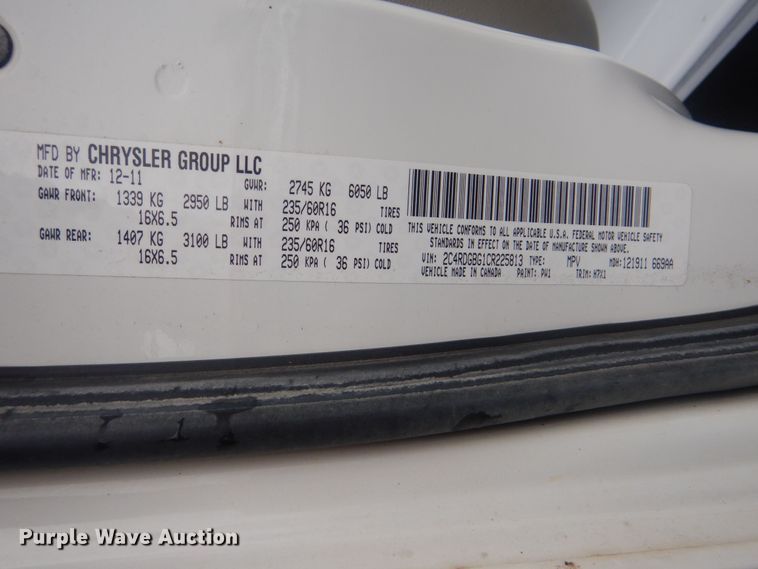 image for item HW9817 2012 Dodge Grand Caravan  handicap accessible van